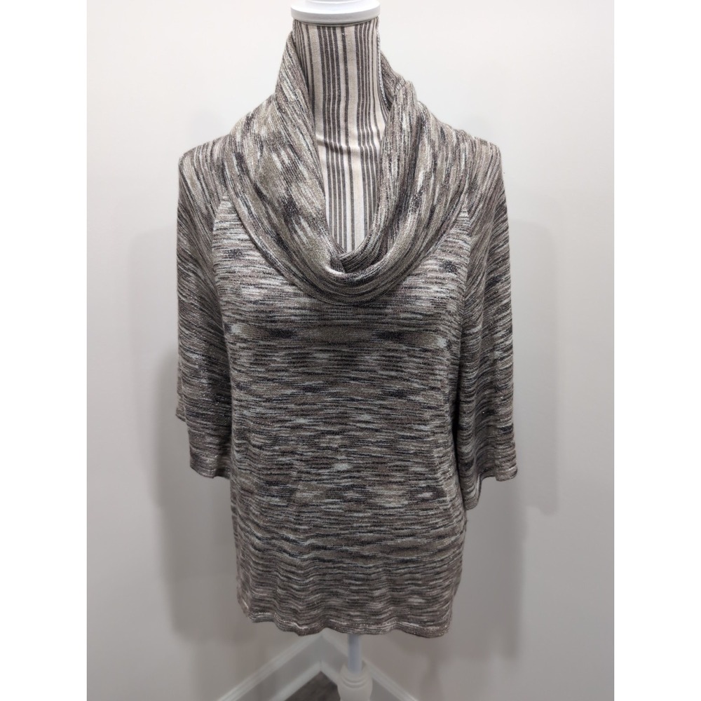 International Concepts Gold Shimmer Drop Neck Top Women's Size Large‎